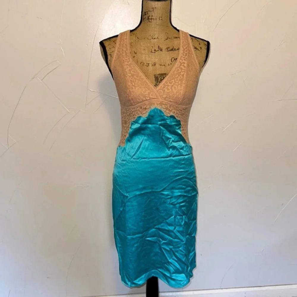 Lisa’s Folly LUXE Turquoise Silk Dress Slip NWT S